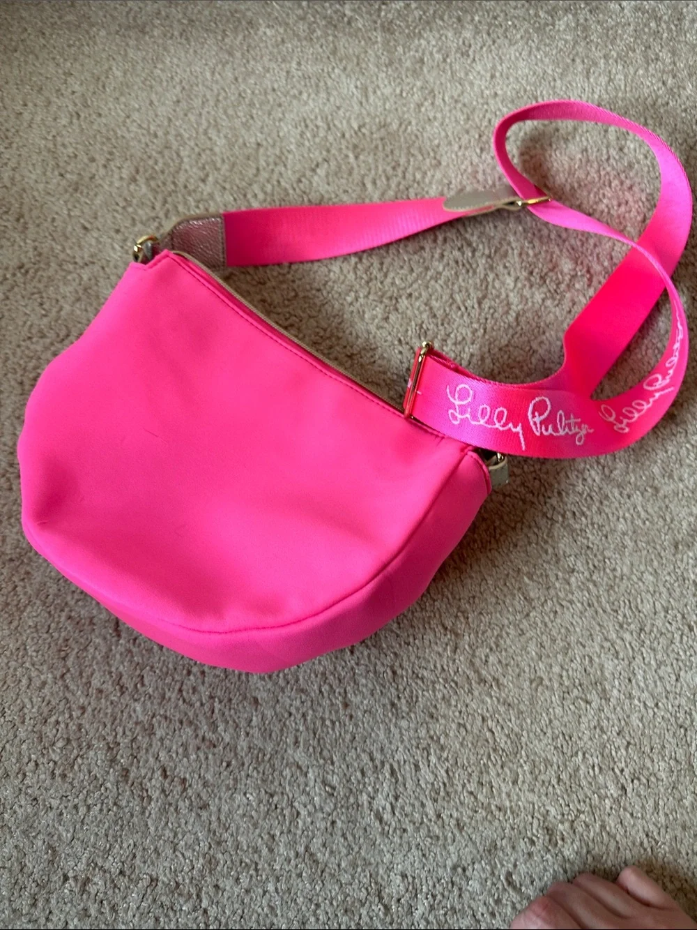 Lilly Pulitzer Neon Pink Crossbody Bag with Branded Strap